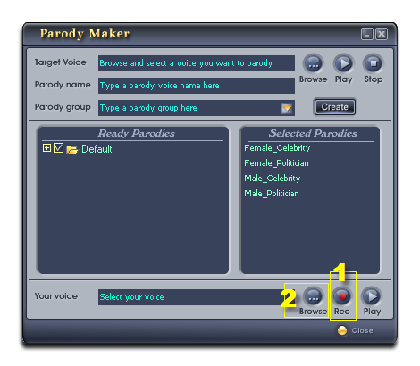 Record your voice with parody maker